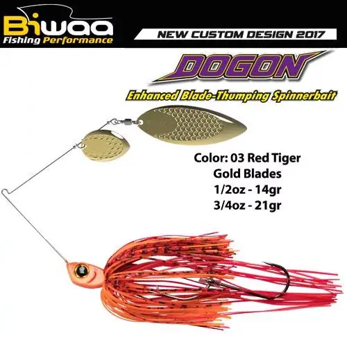Fabrieksprijs Biwaa SPINNERBAIT DOGON 3/4oz 21gr 03 Red Tiger-Gold Blades