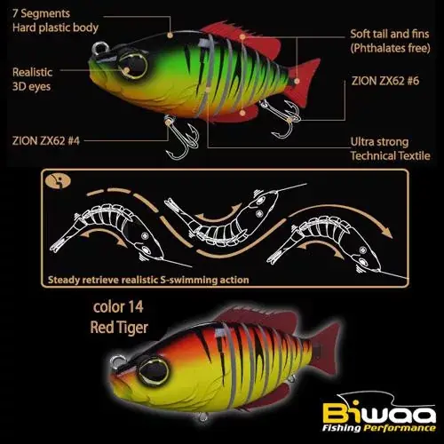 Actieprijs Biwaa SWIMBAIT SEVEN S6" 15cm 60gr 14 Red Tiger