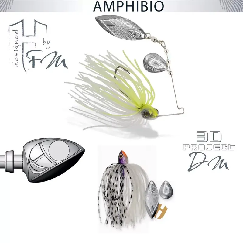 Aanbieding SPINNERBAIT AMPHIBIO TANDEM 3/8oz 10.5gr Ghost White