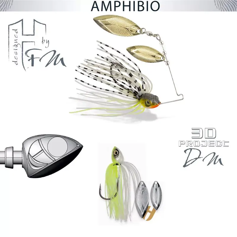 Finale Uitverkoop SPINNERBAIT AMPHIBIO WILLOW 3/8oz 10.5gr Chartreuse White