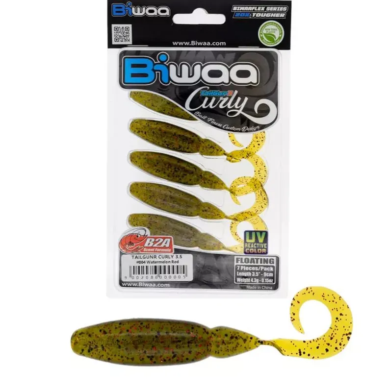 Veilige Betaling Biwaa TAILGUNR CURLY 2.5" 6.3cm 004 Watermelon Red