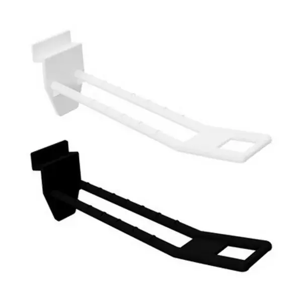 DISPLAY HOOK - SLATWALL DOUBLE PRONG BLACK PLASTIC -190MM Laatste Kans