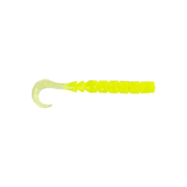 Koop Online MUSTAD AJI CURLY TAIL 2.5‘‘ CLEAR CHARTREUSE 12DB/